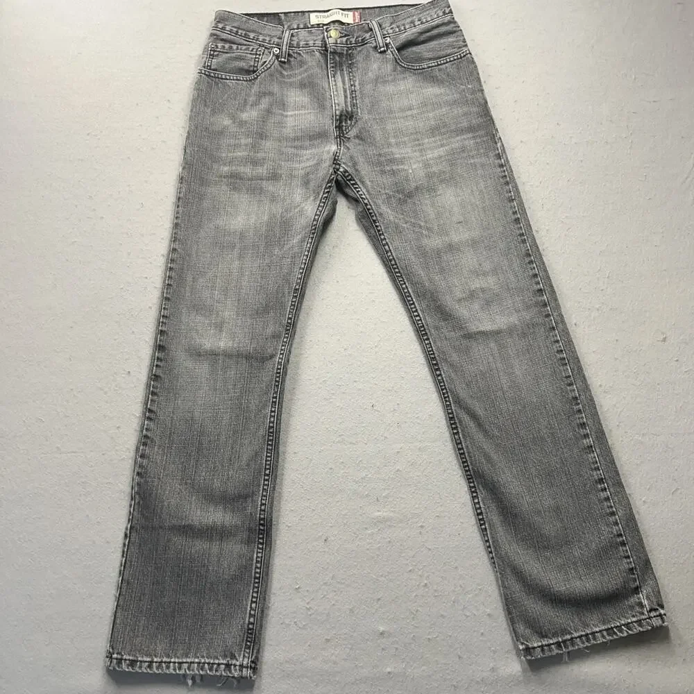 Levi’s 505 Grey Super Faded Straight Leg‎ Jeans 31x32 Distressed Hem Skater VTG